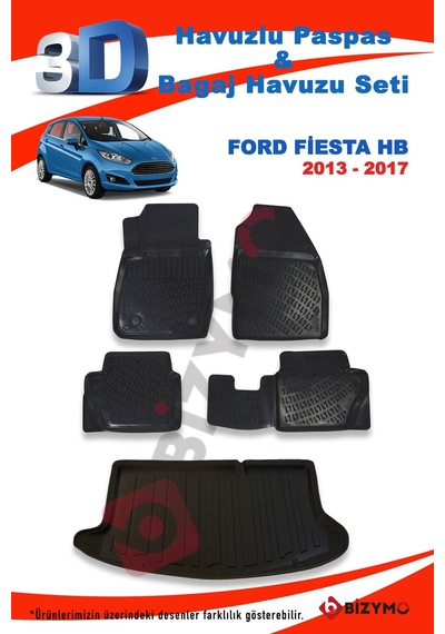 Ford Fiesta 2013-2017 Paspas ve Bagaj Havuzu Seti Siyah