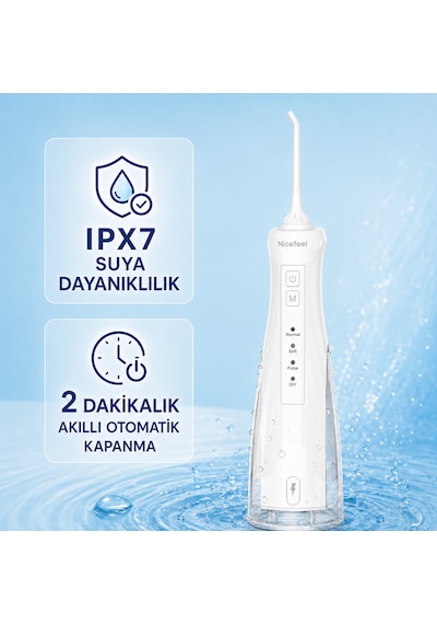 Npo Nicefeel Fc5610 Şarjlı Taşınabilir Ağız Duşu 4 Modlu 280 Ml Ipx7 Diş Teli Ve Protez Bakımı Beyaz