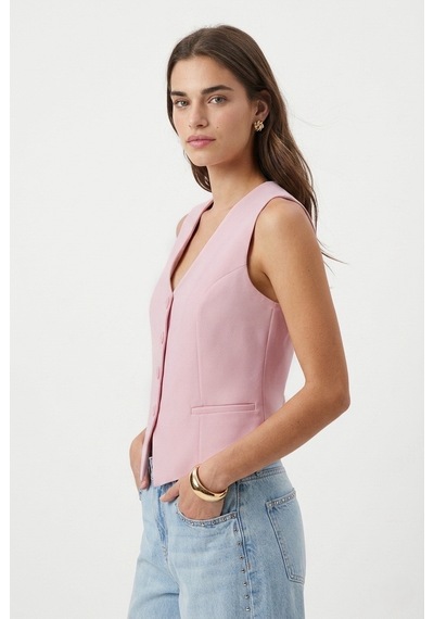 Ritnice Kadın Style Astarlı Pembe Dokuma Yelek