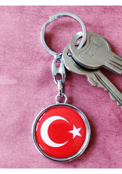 Moncuk Design Kırmızı Türk Bayraklı Metal Ve Planahtarlık