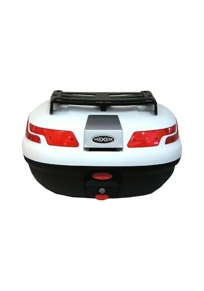 Motosiklet Arka Çanta 45 Litre Sırt Dayama Ve Üst Tabla Full Set Beyaz Beyaz