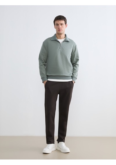 Lcw Vision Mavi Polo Yaka Yarım Fermuarlı Erkek Sweatshirt