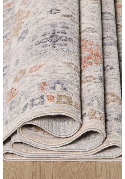 Krem Vintage Çiçek Motifli Makine Halısı - Salon Ve Oturma Odası Halısı Bej