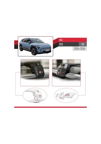 Kia Ev3 2024-2025 Arası İle Uyumlu Ace-2 Ara Atkı Tavan Barı Siyah 2 Adet 0.5 KG