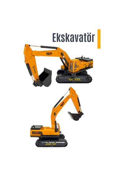 İnşaat Araçları Kazıcı Oyuncak Kepçe İş Makinesi Ekskavatör Sürtmeli İş Makinası