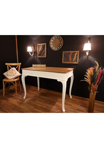 Wooding-Mobilya Wooding 120 Cm Masif Beyaz Naturel Yemek Masası