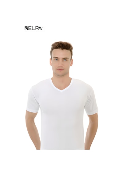 Belpa Ceylanoğlu Ribana Erkek V Yaka Yarım Kol Atlet 6'lı %100 Pamuk Beyaz