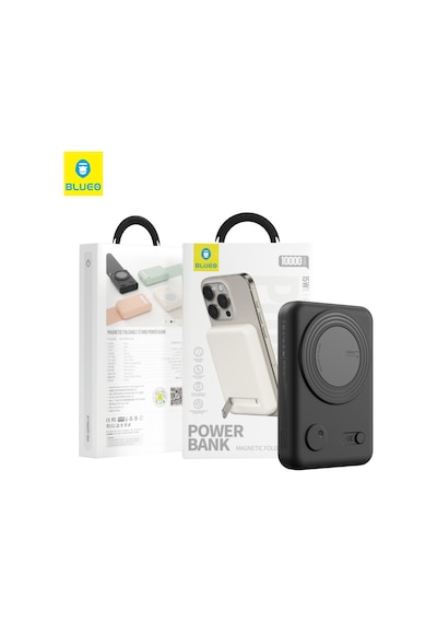 10000 Mah Magsafe Powerbank 15 W Kablosuz 20 W Pd Type-c Hızlı Şarj Standlı Manyetik Yedek Batarya Siyah
