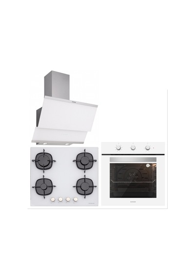 Silverline BO6503W01 - CS5436W01 - 3420 Classy 60 CM Beyaz Cam Ankastre Set