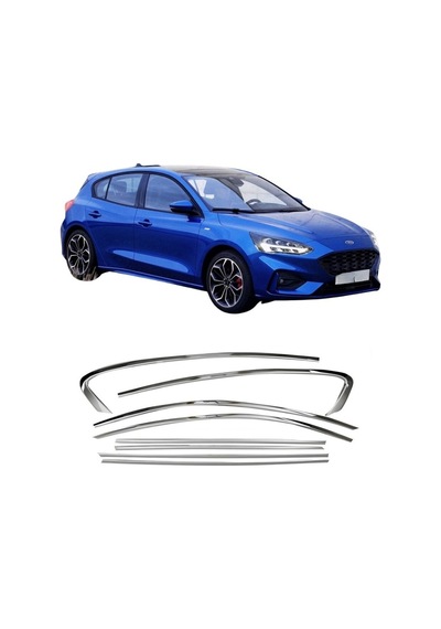 Autogp Ford Focus 4 Hb Cam Çerçevesi Kenar Çıtası Krom Tamtur 2019+ 8 Parça