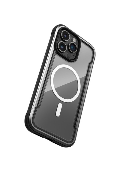 Apple Uyumlu iPhone 15 Pro Max Kılıf Magsafe Airbagli Raptic Shield Serisi Şeffaf Arka Yüzey Kapak Siyah Siyah