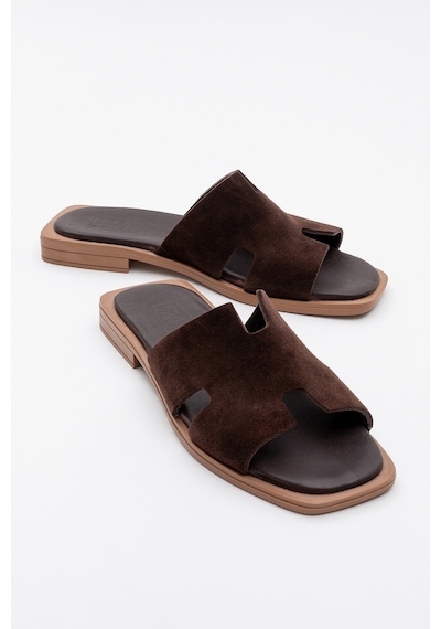 Luvishoes Luvi Shoes Jez Kahverengi Süet Hakiki Deri Kadın Terlik Kahverengi