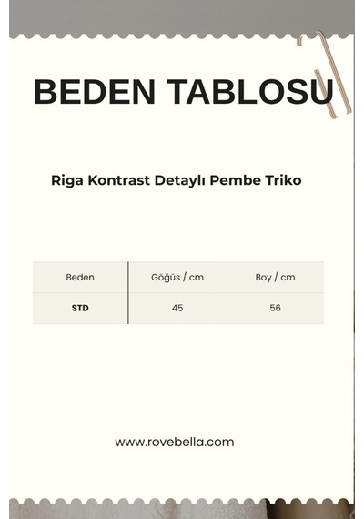 Rovebella Riga Kontrast Detaylı Pembe Triko Beyaz