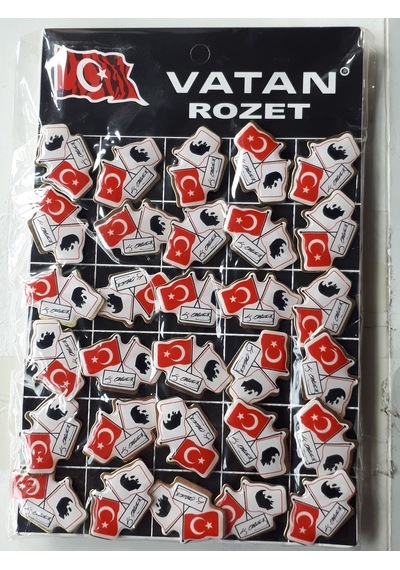 Vatan Atatürk Atatürk İmzası Ve Bayrak 3 Lü Rozet 30 Adetli Pk3