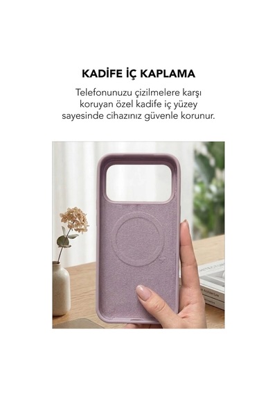 Apple İphone 17 Pro Max Uyumlu Magsafe Lansman Silikon Kılıf Pudra