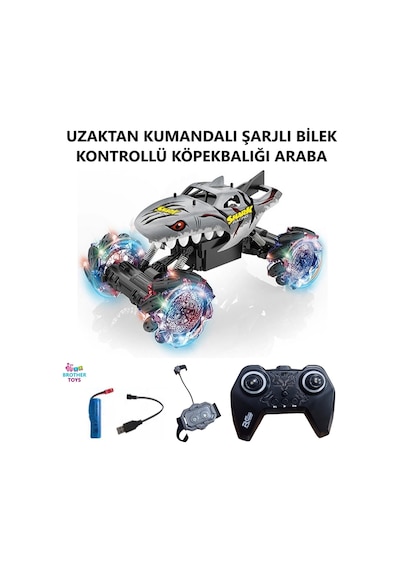 1:15 Büyük Boy Şarjlı Işıklı Uzaktan Kumandalı Bilek Kontrollü Köpekbalığı Kaplan Araba 28 Cm. Köpekbalığı