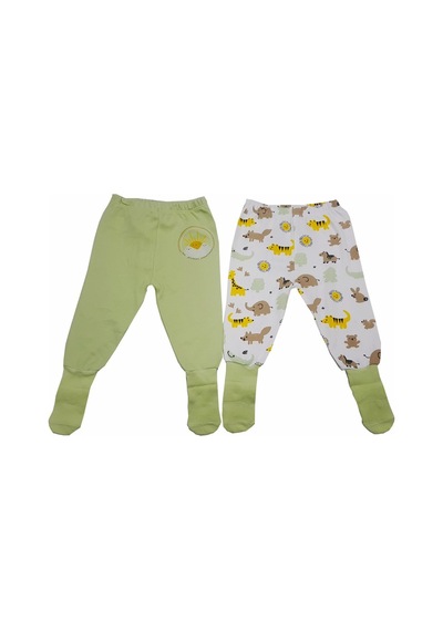 Feyzamavm Unisex Organik Kız-Erkek Bebek Çocuk Yeşil Kendinden Çoraplı Tek