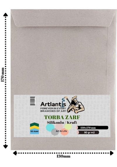Torba Zarf 13x17 Cm Kraft 90 Gr Silikonlu 50'li 1 Paket Artlantis