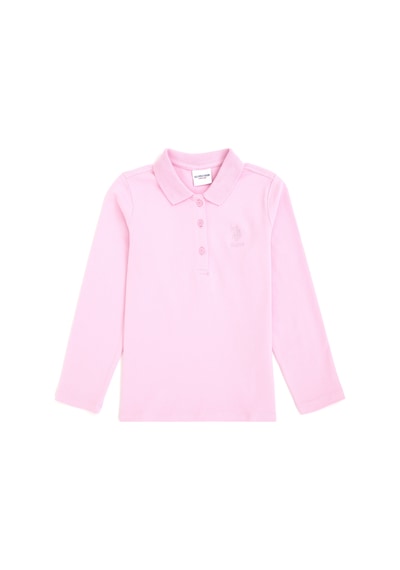 U.S. Polo Assn. Kız Çocuk Pembe Polo Yaka Basic Sweatshirt 50296377-VR041