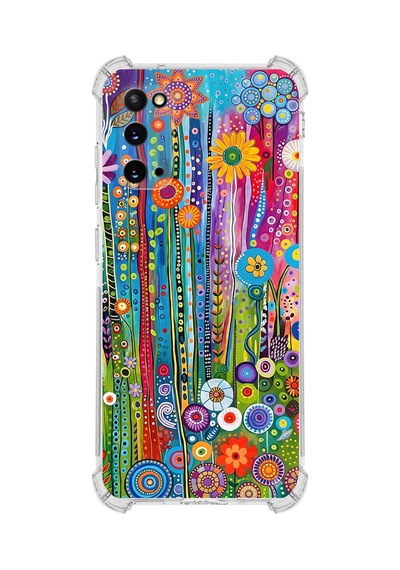 Printify Samsung Galaxy S20 İle Uyumlu Düşlerin Dansı Serisi Folklorik Bahçe Tasarımlı Uv Baskılı Köşe Korumalı Antişok Kılıf Şeffaf