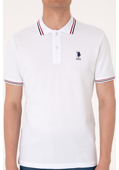 U.S. Polo Assn. Erkek Regular Fit Beyaz Polo Yaka Basic Tişört 50306011-VR013