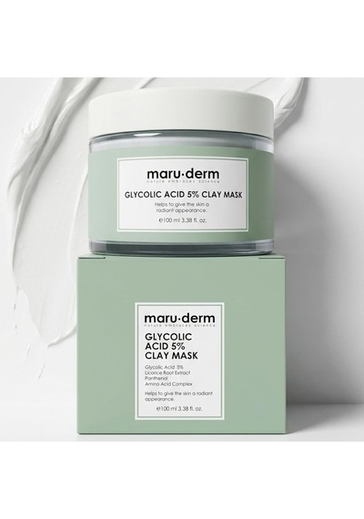 Maruderm Glikolik Asit%5 Gözenek Arındırıcı Ve Cilt Tonu Eşitleyici Kil Maskesi Vegan, Pürüzsüz Ve Nemlendirici Arındırıcı Maske, 100 Ml