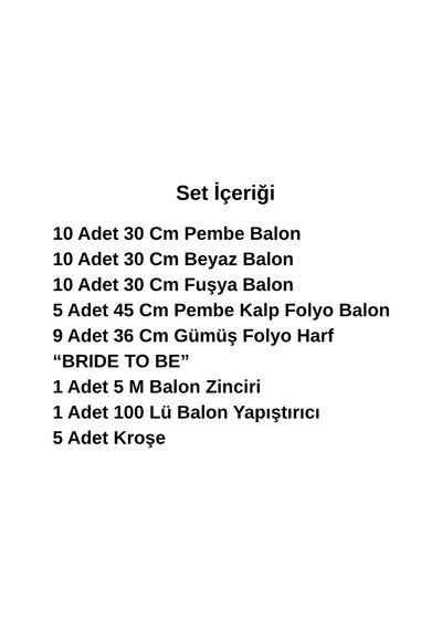 Bride To Be Temalı Gümüş Folyo Harf Pembe Beyaz Fuşya Balonlar Pembe Kalp Süsleme Gümüş - Pembe