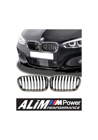 Bmw F20 2015 2017 Krom / Siyah Ön Panjur Böbrek Seti Uyumlu Değişim Parça