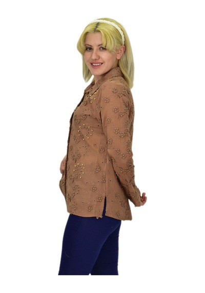 Kadın Brodeli Taşlı Bluz Bgl-st03720 001
