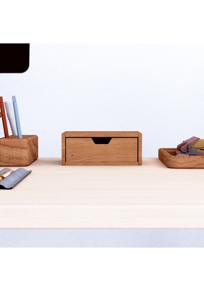 Desna Tek Katlı Tek Çekmeceli Mini Dolap - Kiraz 18 Cm Uzunluk X 12.1 Cm Derinlik X 7.2 Cm Woodsaka Doğal Ahşap