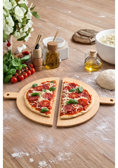 2'li Pizza Küreği Ahşap Lahmacun Küreği
