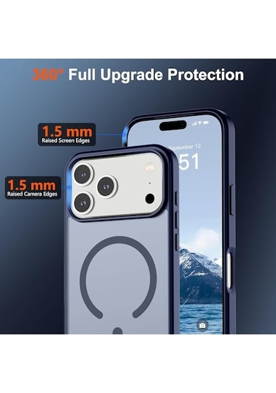 Manyetik 17 Pro Telefon Kılıfı Askeri Düzey Düşme Koruması Güçlü Silikon Kenarlar Ince Yarı Saydam Mat Koruyu Diğer