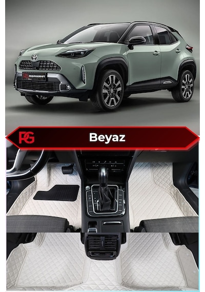 Toyota Yaris Cross Hybrid Beyaz Renk 8d Diamond Premium Kaymaz Deri Oto Paspas