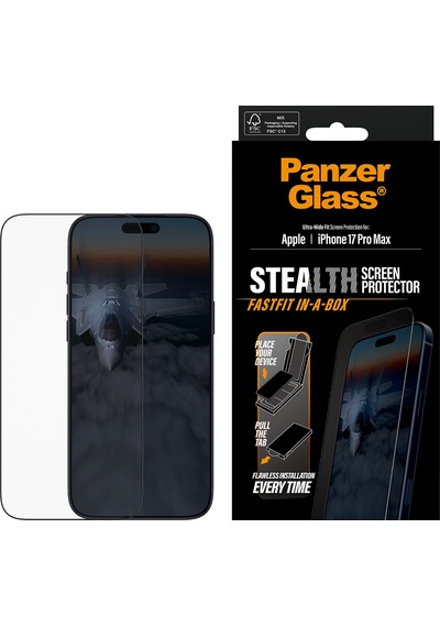Panzerglass Apple Uyumlu iPhone 17 Pro Max Ultra-wide Fit Stealth Siyah Çerçeveli Ekran Koruyucu - Fast Fit Uygulama Aparatlı