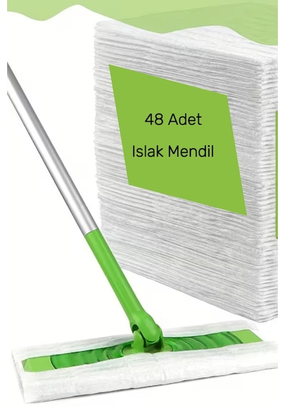Fonksiyonel Mop Seti 1+1 Mikrofiber Bez + 48 Li Islak Yer Havlusu Hepsi Bir Arada Temizlik Seti