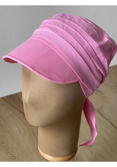 Safari Kadın Şapkası , Bağlamalı Eşarplı Şapka Plaj Şapkası Siperli Bandana Şapka Pembe