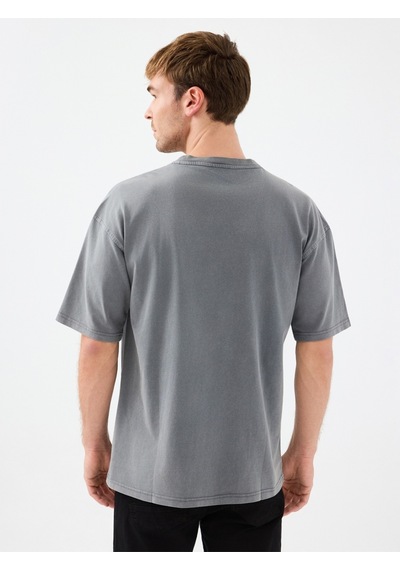 Oversize Fit Erkek Tshirt K.kol Koyu Gri