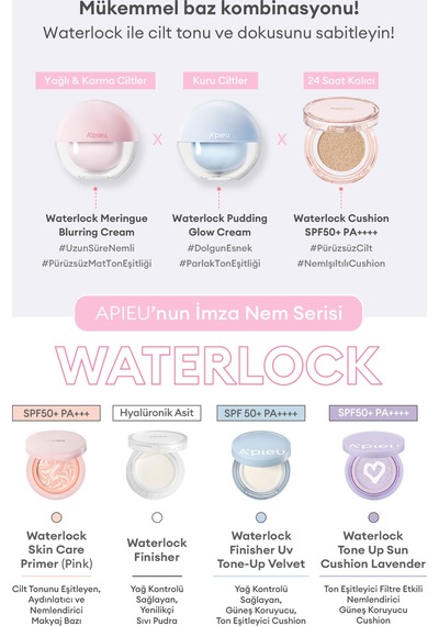 Ton Eşitleyici Aydınlatıcı & Nemlendirici Makyaj Bazı Cushion A'pıeu Waterlock Skin Care Primer Pink