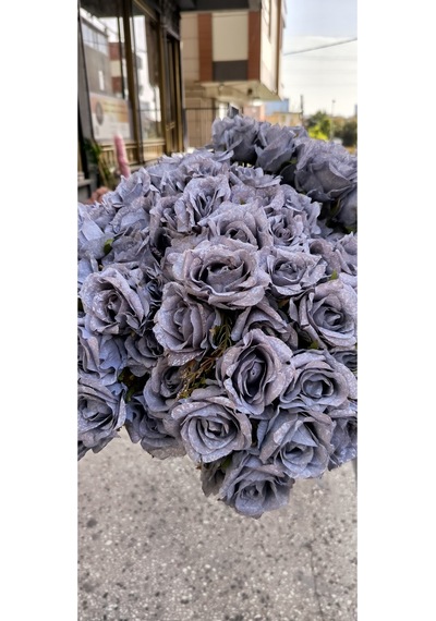 Rüzgar Yapay Çiçekçilik 40 Cm Mavi Pastel Gül Pastel Mavi