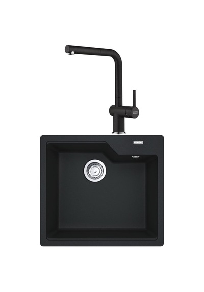 Franke Ubg 610-56 Granit Nero Evye, Active Plus Doccıa 2.0 Spiralli, Nero Armatür Siyah