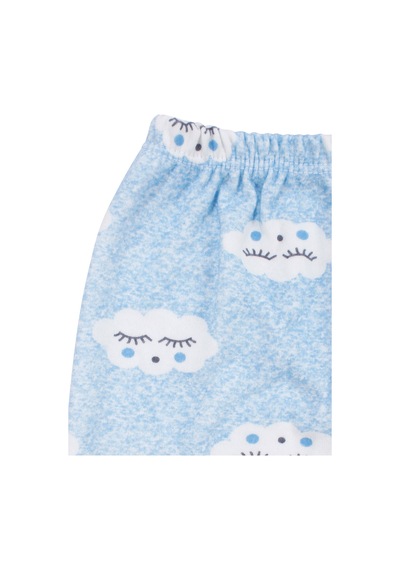 Bebegen Erkek Bebek Bulut Desenli Alt Üst Mavi 2'li Pijama Takım Çok Renkli