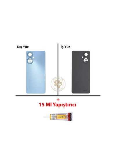 Tecno Camon 19 Pro Mavi Uyumlu Arka Kapak + B7000 Yapıştırıcı Arka Cam Batarya Pil Kapağı Back Cover Diğer