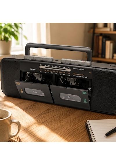 Bluetooth Destekli Am/fm/sw 3 Bant Radyo Usb Tf Mp3 Çalar Çift Kasetli Şarj Edilebilir Bataryalı Ac/dc Taşınabilir Ses Sistemi Px-888bt