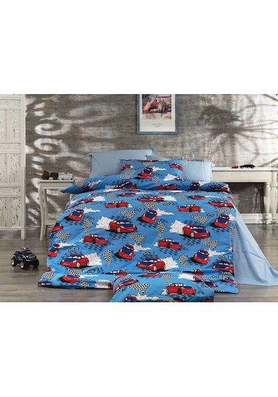 Lionas Çocuk Desen Çarşafı Lastikli 120x200 Yataklar İçinnevresim Takımı 2 Yastıklı Mavi