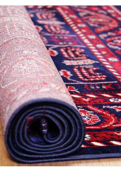 Kırmızı Afgan Tarzı Altı Kaymaz Yıkanabilir Şönil Kilim & Halı Sdf023 Renkli