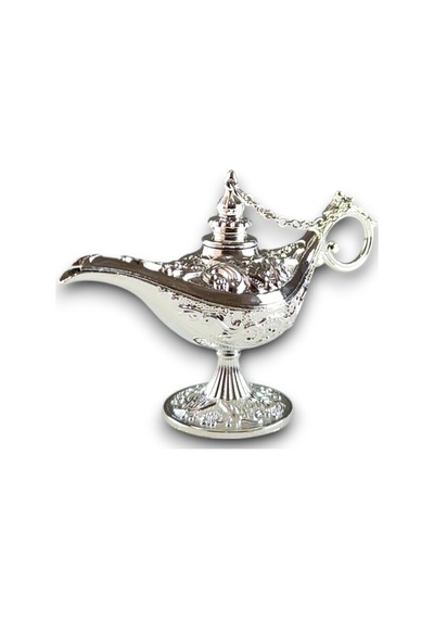 Aladdin Sihirli Lamba Tütsülük Buhardanlık Dekoratif Biblo 11 CM - Gümüş