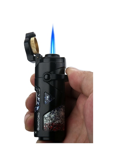 Quantoro Tek Torch Pürmüz Delicili/iğneli Siyah Metal Puro Çakmağı - Trz1181