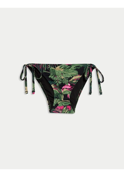 Marks & Spencer Desenli Bağcıklı Yüksek Bel Bikini Altı Pembe Mix