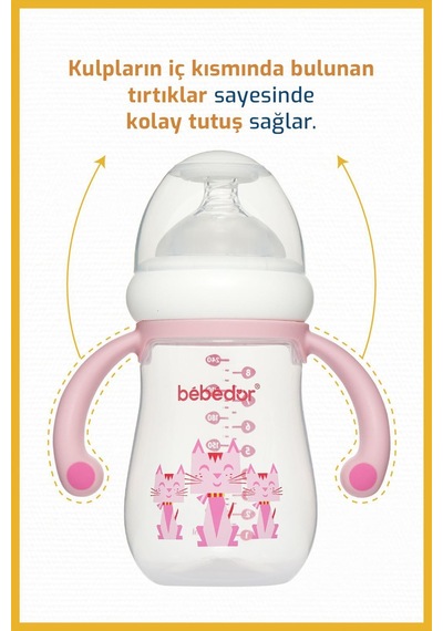 Bebedor Geniş Ağızlı Kulplu Pp Biberon 240 ML 99322 Çok Renkli