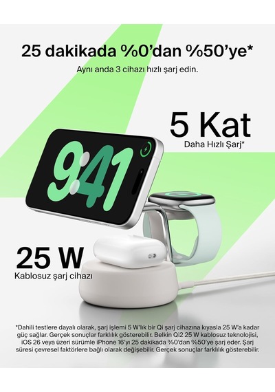 Belkin Ultracharge Pro Magsafe Uyumlu 3 Ü 1 Arada Qi2 25w Kablosu 64752460